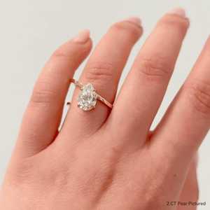 14K Solid Gold Pear Cut Lab Grown Diamond Modern Engagement <b>Ring</b> 2 Carat Minimalist Solitaire Statement Band For Women Wholesale - Product Image 4