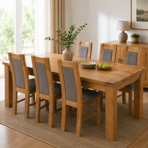Ensemble de salle à manger en teck rectangulaire unique ARTERRA Premium, table de salle à manger moderne pour la cuisine, chaises à dossier haut - Product Image 6