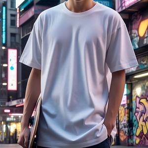 Manufacturer 250 300 GSM Blank T Shirt Drop Shoulder Boxy Fit <b>TShirt</b> Oversized Heavyweight 100% cotton T-shirt for <b>men</b> loose fit - Product Image 2