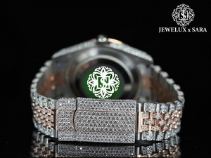 Reloj de Pulsera de Lujo con Diamantes Blancos y Baño de Oro Rosa sobre Plata, Estilo Indio, Ideal para Fiestas o Regalos, al Mejor Precio - Product Image 2