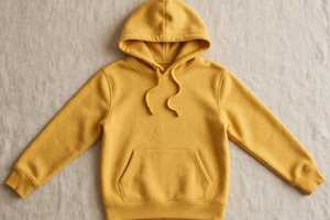 Men's Solid <b>Yellow</b> 100% Cotton Regular Fit <b>Hoodie</b> Pullover Knitted Digital Printing Pocket Solid Color Quick Dry Autumn Wear - Product Image 3