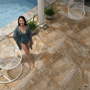 Travertine-pavimentador de porcelana de cuerpo completo para exteriores, piedra Natural rugosa, antideslizante, baldosas de suelo pesado, 2cm, R11 - Product Image 5