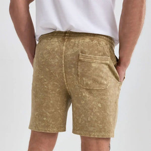 Shorts en coton délavé écologique à marque privée, coupe oversize, en molleton bouclette, personnalisables, grammage lourd - Product Image 3