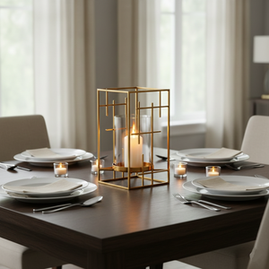 Portavelas Moderno Geométrico Cuadrado de Metal Dorado con Funda de Vidrio para Bodas, Navidad, Decoración Ecológica para el Hogar - Product Image 2