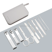 Kit de manucure portable en acier inoxydable, étui durable, 10 pièces, coupe-ongles, outils de soins personnels