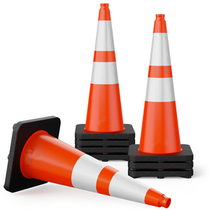 กรวยจราจร CITICITY ขนาด 28 นิ้ว พร้อมฐานถ่วงน้ำหนักสีดำ กรวยสีส้มพร้อมแถบสะท้อนแสงสำหรับจอดรถ ความปลอดภัยบนท้องถนน - Product Image 1