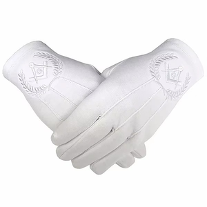 Gants en coton maçonniques Freemasons Masonic, noirs, taille S & C, symbole maçonnique, 100 % coton, avec broderie personnalisée. - Product Image 2