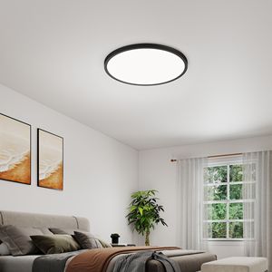 Confezione da 4 Plafoniere LED a Incasso da 16 Pollici, 32 Watt, Dimmerabili, 5 Colori Selezionabili, Lampada a Basso Profilo, 3520LM, Nere - Product Image 1