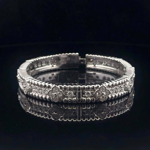 Brazalete de Diamantes Moissanite Redondos de 3.24 CTW, Plata 925 Chapada en Oro, Brazalete de Lujo, Joyería Nupcial, Regalo de Aniversario - Product Image 1