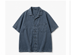 เสื้อเชิ้ตทำงานแขนสั้นทรงโอเวอร์ไซส์คุณภาพสูงสำหรับผู้ชาย - Product Image 3
