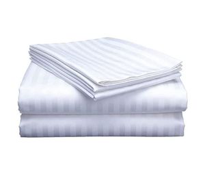 <b>Striped</b> Cotton <b>Bedding</b> <b>Set</b> White Breathable Woven All-Season Plain Rectangular Machine Wash 12-17 Years - Product Image 1