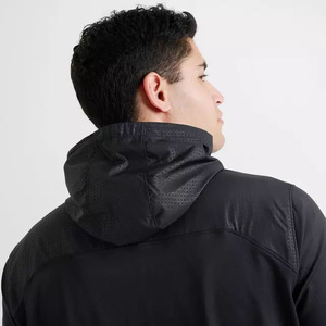 Sweat-shirt à capuche noir pour homme, coupe classique, en polyester tricoté, décontracté, automne, logo personnalisé, vêtements streetwear - Product Image 6