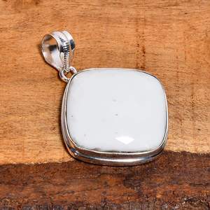 Pendentif en forme de coussin, pierre précieuse corail blanc, fait main, argent sterling 925, bijou de créateur, cadeau pour elle - Product Image 3