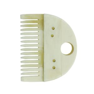 Peigne à cheveux pliant classique fait main en os blanc avec incrustation cercle noir, poli, pour démêlage et coiffage, objet d'art et de collection - Product Image 2