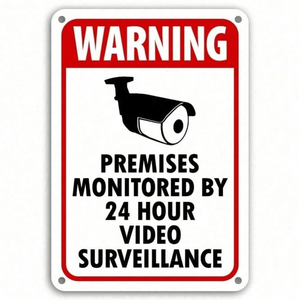 CIFbuy Segnale di Avvertimento in Metallo per Videosorveglianza 24 Ore su 24, Accessorio CCTV per Sicurezza Domestica Interno/Esterno - Product Image 2