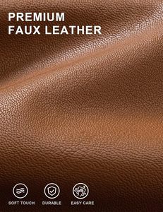 Men's <b>Slim</b> <b>Fit</b> PU Leather Moto <b>Jacket</b> Turn-down Collar Zipper Closure Solid Brown Regular Length Autumn Wear - Product Image 6