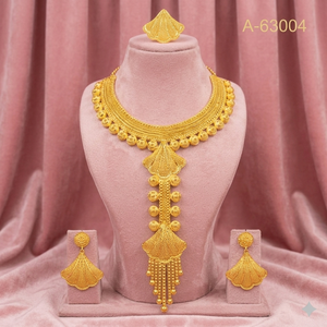 Ethnic Handmade Gold & <b>Silver</b> <b>Necklace</b> <b>Set</b> with Earrings Traditional Indian Design A-63005 - Product Image 2