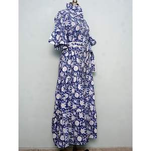 Vestido de Verano de Algodón Indio Personalizable al por Mayor para Mujer, Vestido Largo con Estampado de Bloques para Fiestas y Regalos, Lavable - Product Image 5