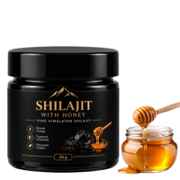 Shilajit de l'Himalaya Ayurvédique avec Miel 30g – Complément en Résine d'Extrait de Shilajit en Pot pour le Bien-être Quotidien et le Soutien de l'Énergie et de l'Endurance