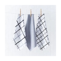 Serviettes de cuisine en coton gaufré 100% coton, bleu à carreaux, haute absorption, séchage rapide, anti-graisse, réutilisables, écologiques