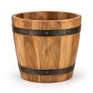 กระถางต้นไม้ไม้มะม่วงขอบโลหะขายส่ง |   กระถางต้นไม้ทำมือ - Product Image 1