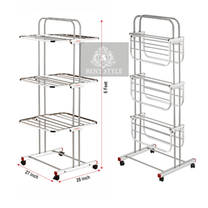 Séchoir à linge autoportant en acier inoxydable à quatre niveaux, design moderne pliable, ailes larges pour usage domestique intérieur - Product Image 3