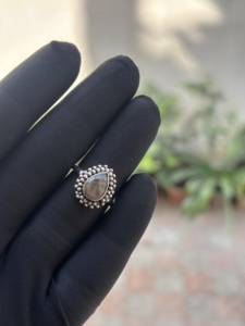 Handmade Classic <b>Men</b> Women's <b>Ring</b> Natural Blue Fire Labradorite Pear Cabochon 925 Solid Sterling <b>Silver</b> Gemstone Pave Setting - Product Image 4