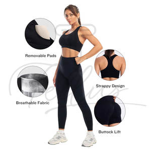 Conjunto de Yoga para Mujer con el Mejor Diseño, Logotipo Frontal Personalizado, Alta Calidad, Spandex/Nylon, Sin Costuras, Sólido, Sin Mangas, 4 Piezas, Precio Bajo, OEM - Product Image 5