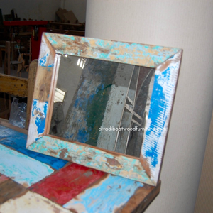 Miroir artisanal en bois de bateau recyclé, couleur naturelle, pour décoration murale et intérieure, salon ou chambre, vente en gros - Product Image 6