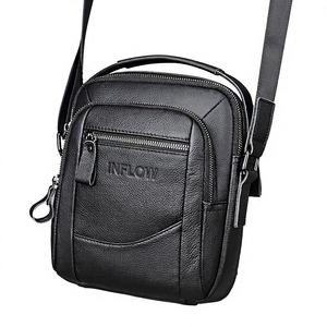 Bolso Bandolera de Cuero Genuino Blanco Personalizado Inflow, Estilo Vintage, Impermeable, con Cierre de Cremallera para Hombre - Product Image 3