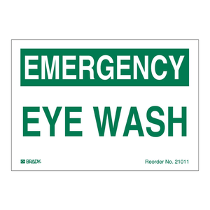 Étiquettes réfléchissantes Brady pour stations de lavage des yeux - PVC auto-adhésif durable pour laboratoires et stations de sécurité industrielle - Product Image 1