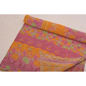 Vintage Printed Cotton Kantha <b>Quilt</b> Indian <b>Handmade</b> Reversible Gudri Throw Bedcover for Home Decor - Product Image 4
