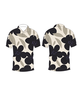 เสื้อโปโลผู้ชายสีดำพิมพ์ลายดอกไม้สีครีมแขนสั้นลำลองแฟชั่นฤดูร้อน - Product Image 3