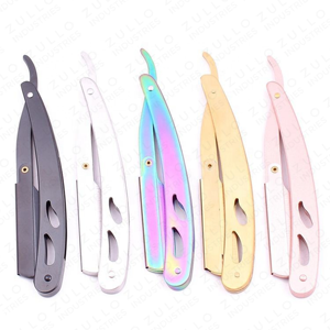 Custom Wooden Straight Edge Razor Gold Stainless Steel Folding <b>Barber</b> Shaving Razor for Men OEM Private Label - Product Image 5