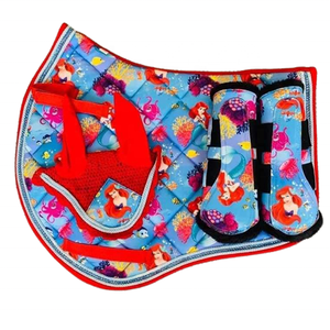 Ensemble de coussin de selle à imprimés de dessin animé/ensemble de coussin de selle à Sublimation schrracke avec cordon rouge doublure en bambou en polyester - Product Image 1