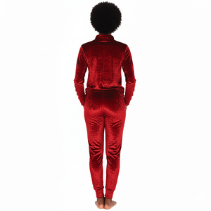 Ensemble de survêtement deux pièces pour femme, velours uni, antibactérien, poids moyen, avec cordon de serrage, collection hiver, tendance et confortable - Product Image 3