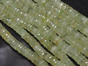 Pierre précieuse naturelle Prehnite verte, facettée, forme bouton de roue de voiture, 8 pouces, 6-7 mm environ, certifiée par un tiers pour la joaillerie - Product Image 2