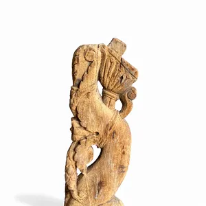 Support en bois sculpté artisanal vintage sur socle en bois, décoration de table pour buffet, console, table basse, salon, chambre à coucher - Product Image 3