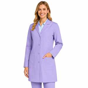 Bata de laboratorio médica personalizada para mujer, de algodón y poliéster, manga larga, uniforme de doctora/enfermera, solapa con muescas, bolsillo con botón, ropa de trabajo, aguja - Product Image 1