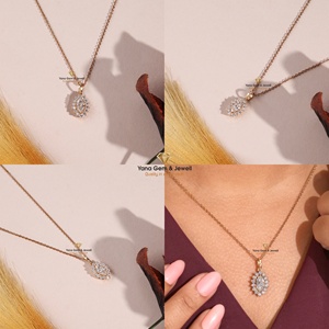 Pendentif de créateur en forme de marquise, cadeau pour elle, diamant de laboratoire CVD, clarté VVS2, couleur D, 1,00 carat, or massif 14 carats, certifié IGI - Product Image 5