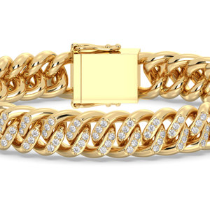 REYES Pulseras de Cadena Cubana de Plata de Ley 925 con Moissanita Certificada GRA, Joyería Fina para Bodas, Fiestas o Regalos - Product Image 3