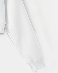 Women's White Regular Eco-Friendly Fleece Zipper Sweatshirt Solid Color Long Sleeve Casual Winter Wear - Product Image 6
