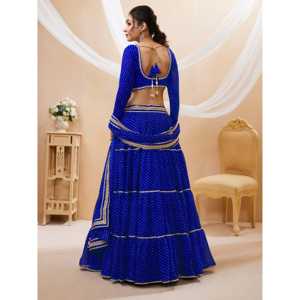 Merveilleux bleu Leheriya imprimé Georgette femmes Festival porter Lehenga Choli - Product Image 3