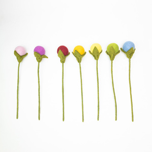 Fleurs en feutre faites à la main en forme de pompon, bouquets de boules de feutre en laine colorées, mini fleurs pour loisirs créatifs, décoration, fil de feutre, vente en gros - Product Image 6