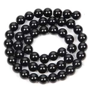 Perles rondes polies en onyx noir naturel, pierres précieuses énergétiques pour la fabrication de bijoux DIY, bracelets, options en gros - Product Image 5