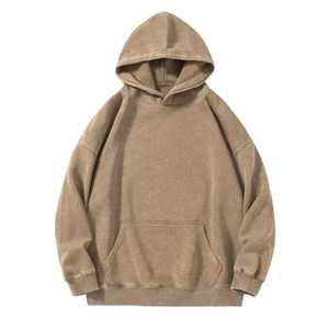 Sweat à capuche polaire vintage délavé surdimensionné pour homme – Coupe ample épaisse avec poche kangourou - Product Image 1