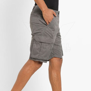 Pantalones Cortos Cargo para Hombre, Color Gris Sólido, Tela Oxford, Múltiples Bolsillos, Estilo Bermuda Informal, Cierre de Botones, Cintura Media, Transpirables, Tejido de Poliéster - Product Image 2