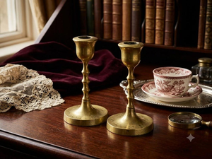 Vintage Solid <b>Brass</b> <b>Candlestick</b> Holders Set of 2 Classic Taper Candle Stands Decorative <b>Brass</b> Candle Holders <b>Antique</b> Style - Product Image 1