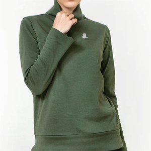 T-shirt décontracté d'été à col roulé pour femme, manches longues, 100 % coton biologique, respirant, écologique, séchage rapide, avec logo - Product Image 1