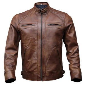 Chaqueta de Motociclista de Cuero Genuino para Hombre, Chaqueta de Motociclismo para Carreras al Aire Libre, Cuello Alto, Impermeable, Transpirable y Resistente al Viento - Product Image 1
